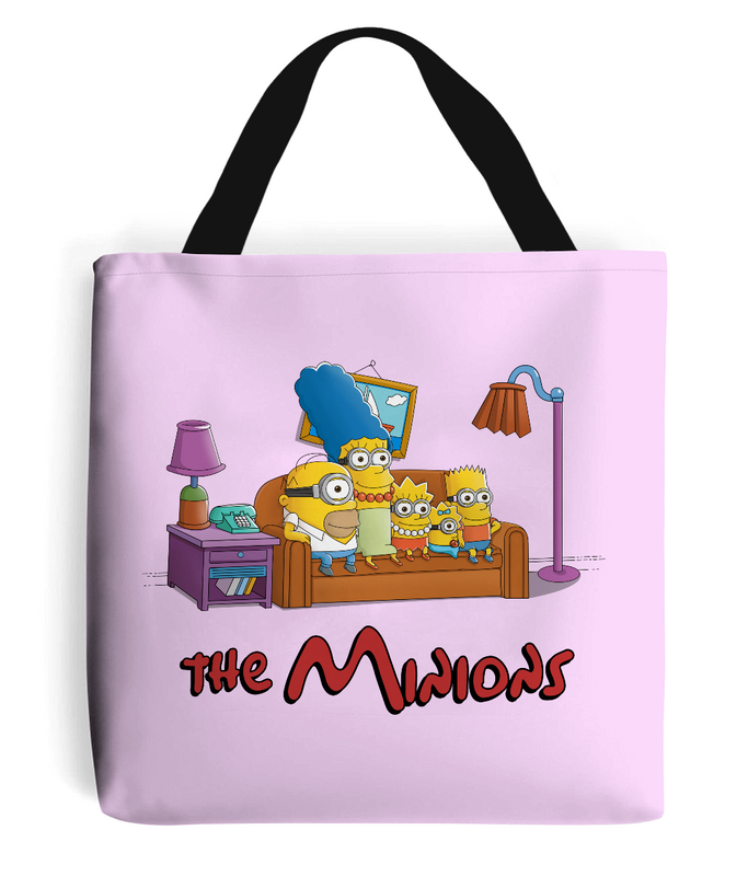 simpsons minions tote bag pink
