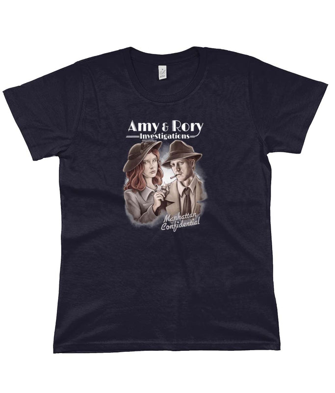 doctor who tees amy and rory women's navy