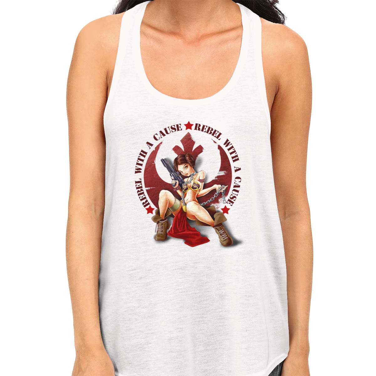 star wars rebel with a cause racerback white