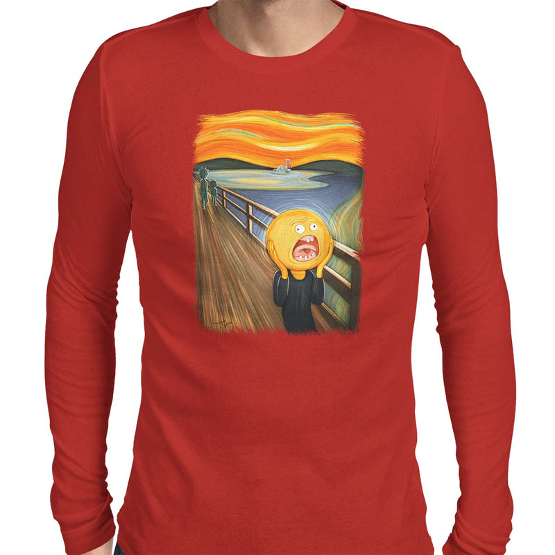 rick and morty screaming sun long sleeve tee red