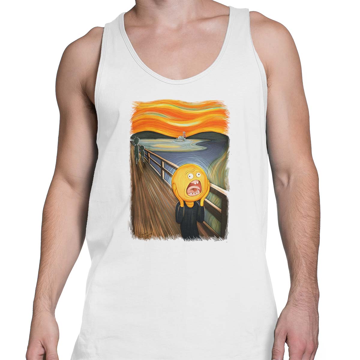 rick and morty screaming sun tank white