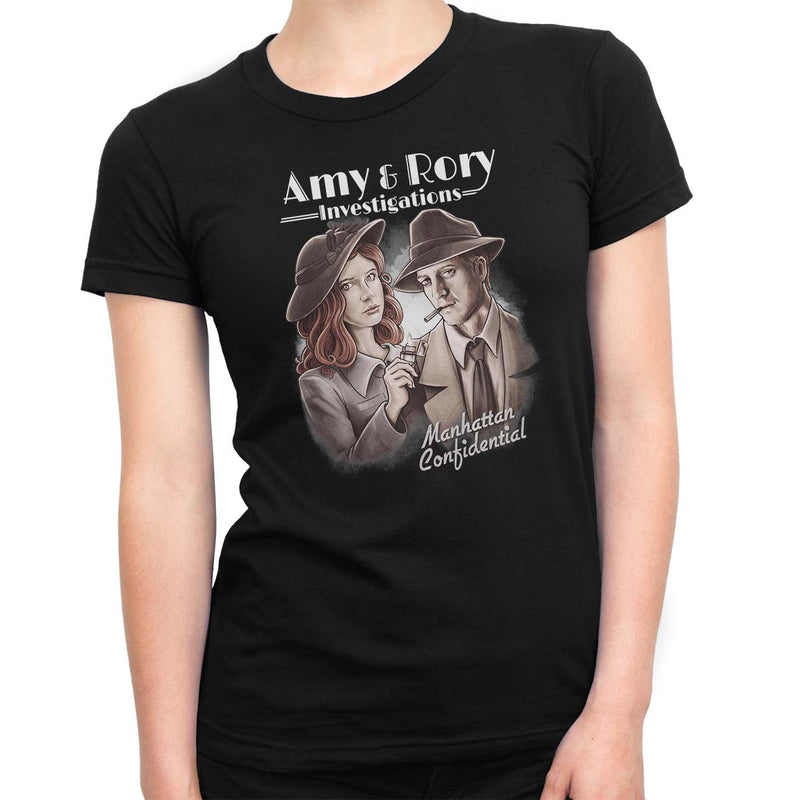 doctor who t-shirt amy & rory womens black