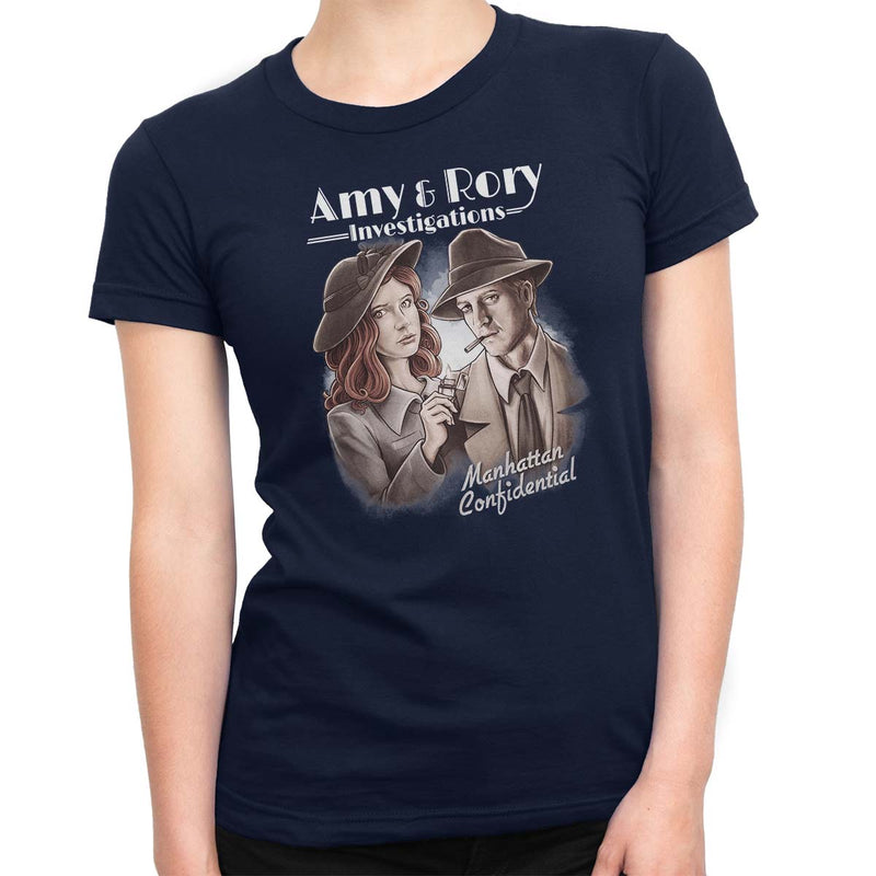 doctor who t-shirt amy & rory women's navy