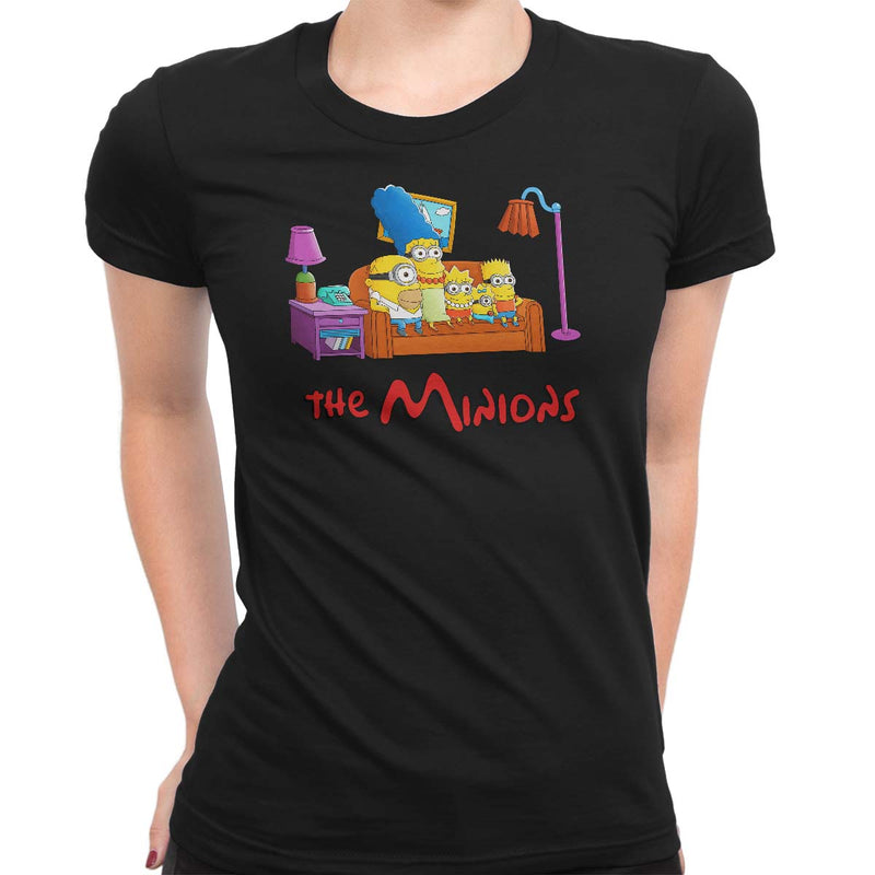 simpsons minions womens t-shirt black